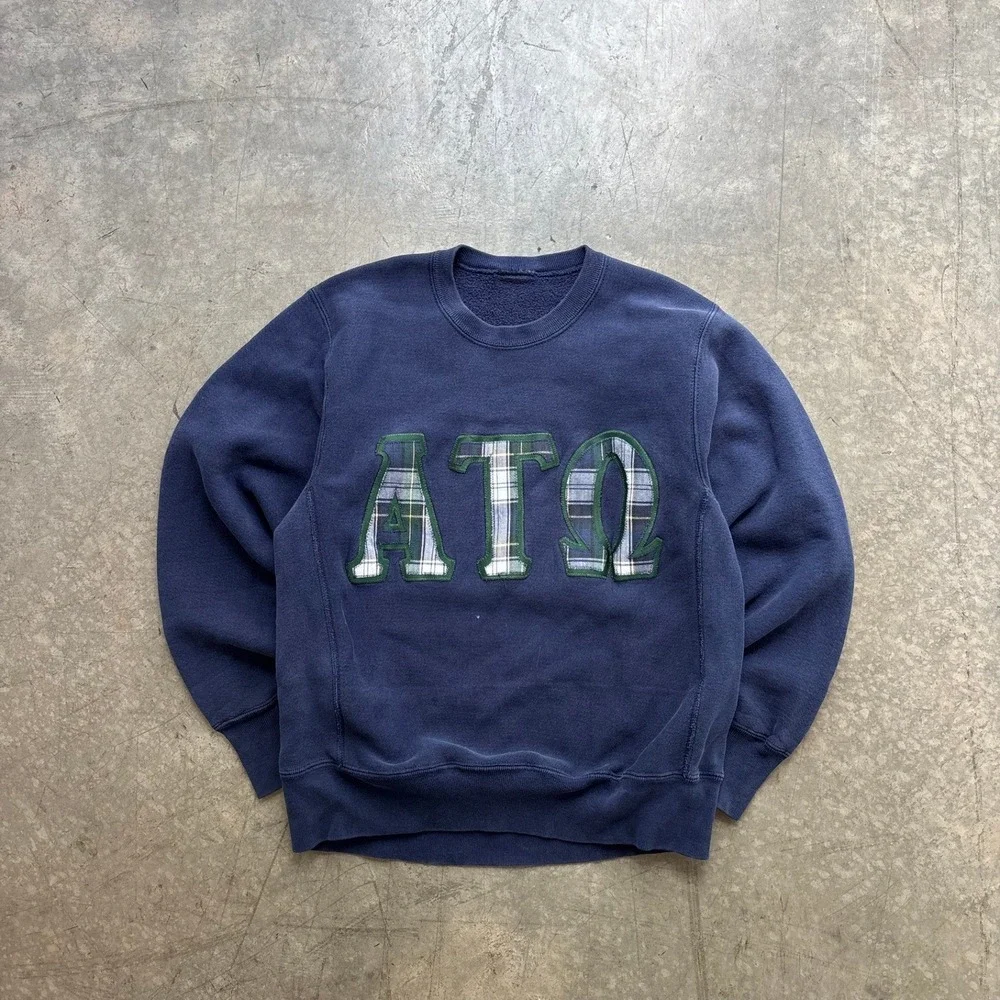 Vintage Alpha Tau Omega Crewneck Sweatshirt Reverse Weave Style Size Medium